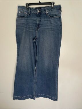 J. Crew Women’s Wide leg Jeans in Indigo Denim with Copper Stitching Size 32